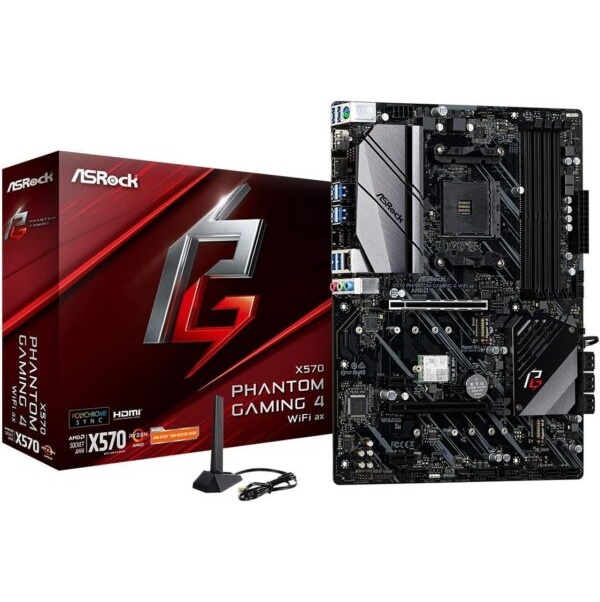 ASRock X570 Phantom Gaming 4 WiFi AX AM4 AMD X570 SATA 6Gb/s ATX AMD Motherboard