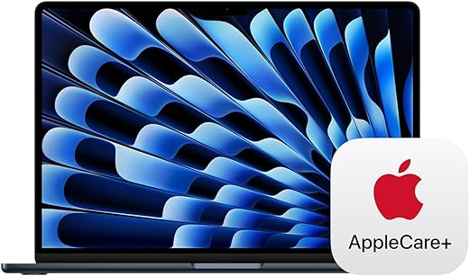 Apple 2024 MacBook Air 15-inch Laptop with M3 chip: 8GB Memory, 256GB Storage; Midnight with AppleCare+ (3 Years)