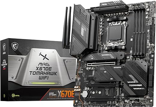 MSI MAG X670E Tomahawk WiFi Gaming Motherboard (AMD Ryzen 8000/7000, AM5, DDR5, PCIe 5.0, SATA 6Gb/s, M.2, USB 3.2 Gen 2, Wi-Fi 6E, Bluetooth 5.3,...