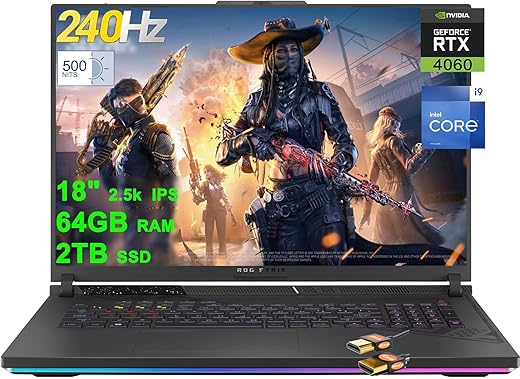 ASUS ROG Strix G18 G814 Gaming Laptop 18" 2.5k 240Hz (500nits, 100% DCI-P3, 3ms) Intel 24-core i9-14900HX 64GB RAM 2TB SSD GeForce RTX 4060 Graphic...